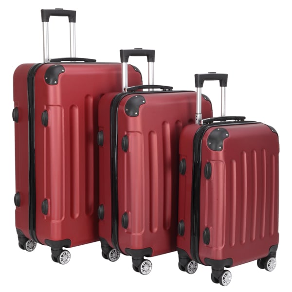 3-in-1 Swivel Wheel With Handle, 4 Corner Protectors, Trolley Box, 20in 24in 28in, ABS Aluminum Alloy Trolley, Classic Color - Burgundy view 8