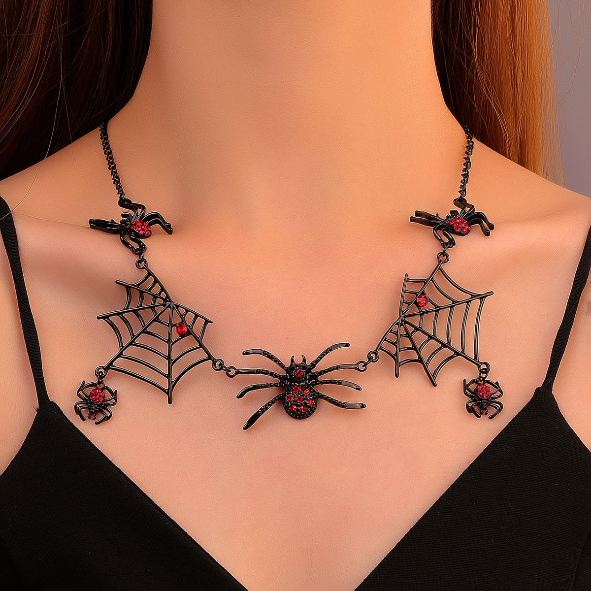 Halloween Spider And Spider Web Necklace Personality Clavicle Necklace Fashion Jewelry Accessories view 3