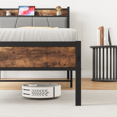 Twin Size Bed Frame, Storage Headboard With Charging Station, Solid And Stable, No Box Spring Needed, Easy Assembly view 12