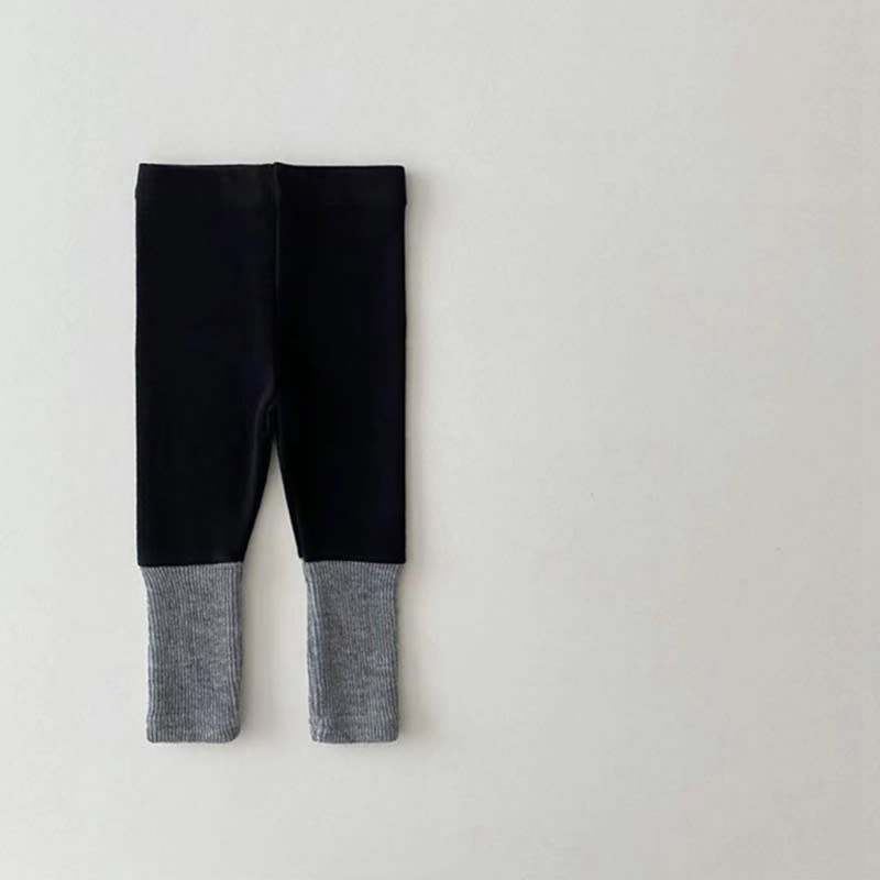 Girls' Cotton Stretch Color Matching Leggings view 6