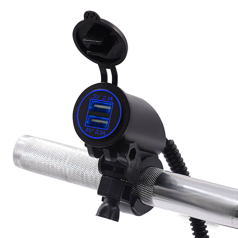 4.2A Dual USB Car Mobile Phone Charger Motorcycle ATV Universal 12Vor24V Modified Lead view 2