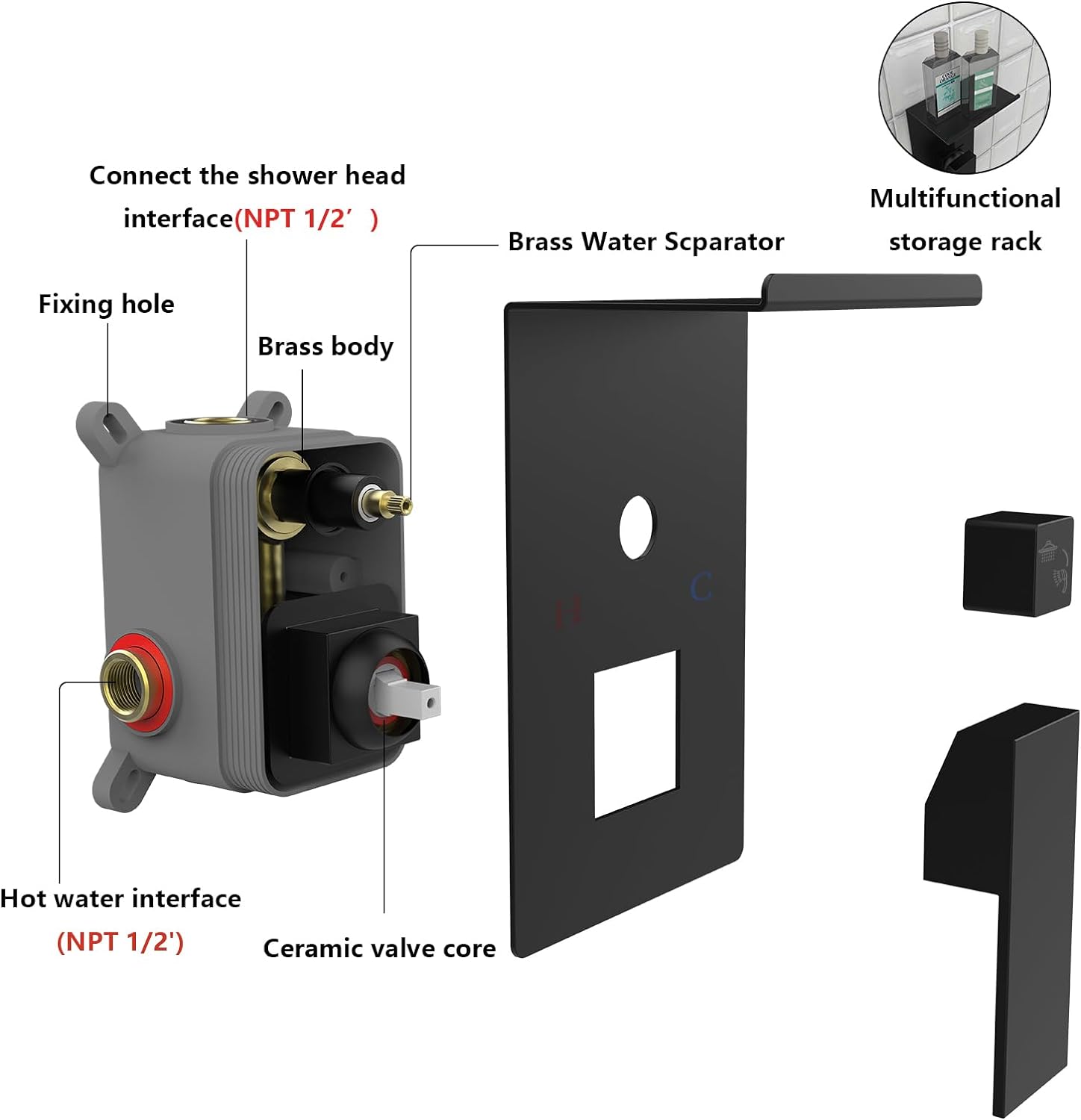 Rainwater Shower System With Storage Rack, Unable To Ship On Weekends view 2