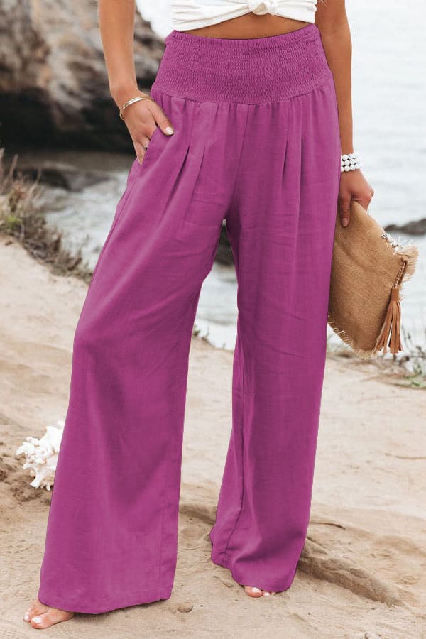 Women's Pants Casual Wide Leg Cotton Linen Loose Trousers view 5