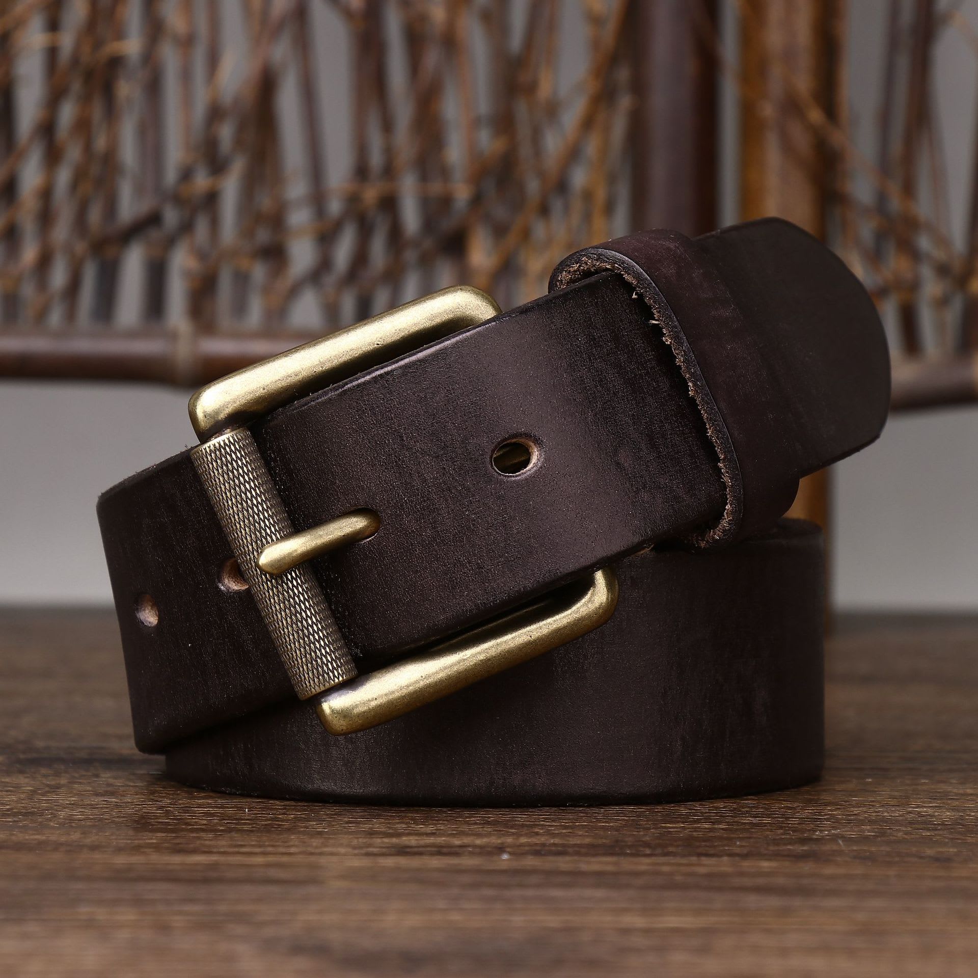 4CM Wide Handmade Widen And Thicken First Layer Cow Leather Belt view 5