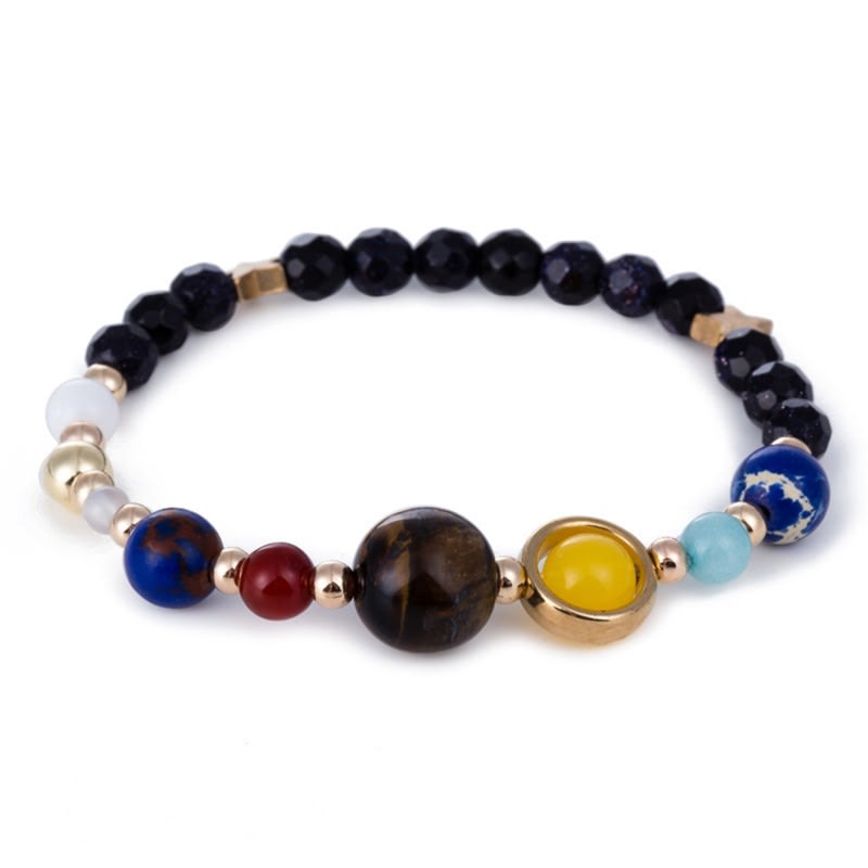Eight Planets Alloy Bracelet, Natural Stone Bead Bracelet Women Solar System Bracelet Universe Galaxy The Eight Planets Guardian Star Natural Stone Beads Bracelet Bangle Gifts For Girls view 6