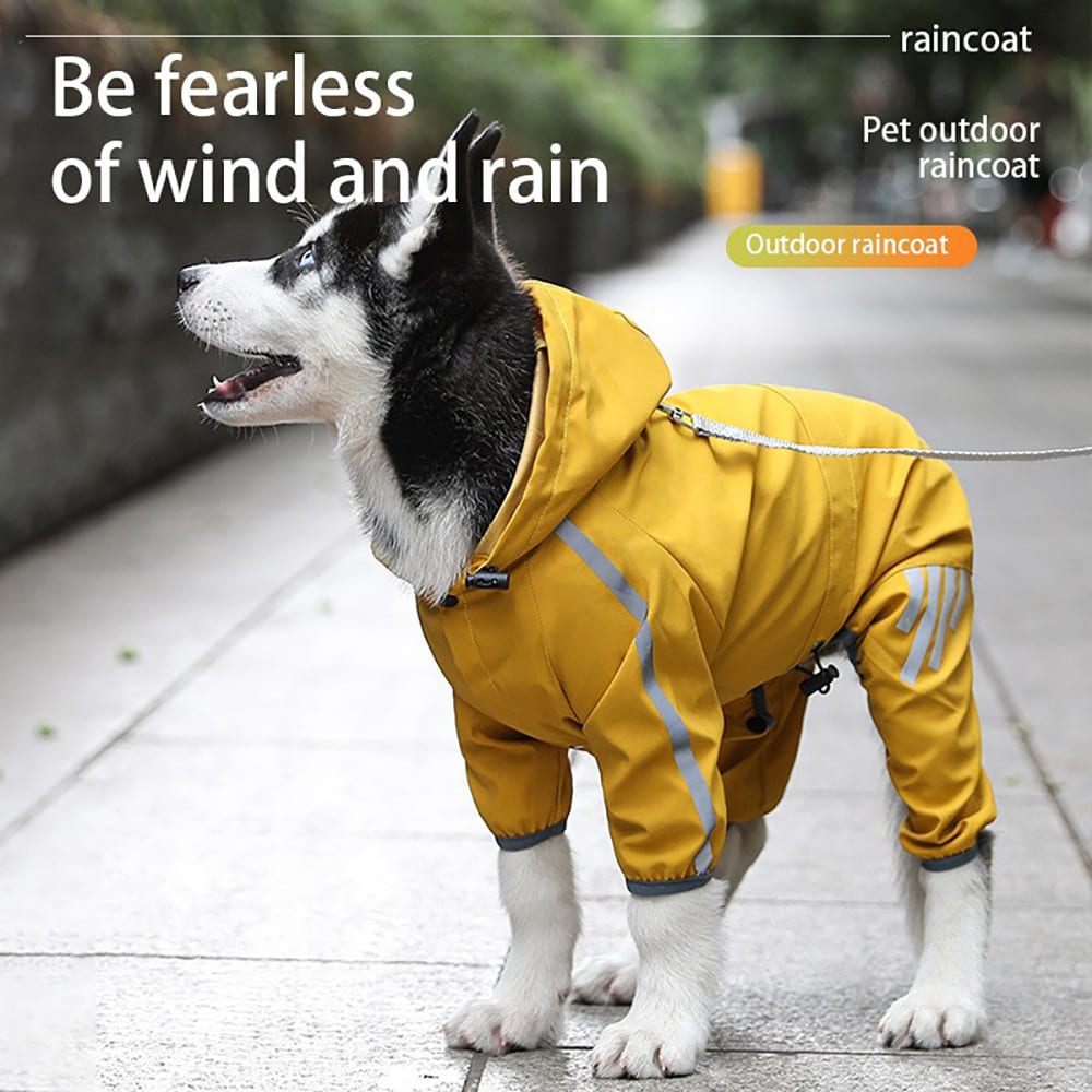 Dog Raincoat With Reflective, Waterproof Dog Rain Jacket With Hood, Leash Hole, Reflective Strap For Small Medium Dogs, Lightweight Puppy Clothes view 5