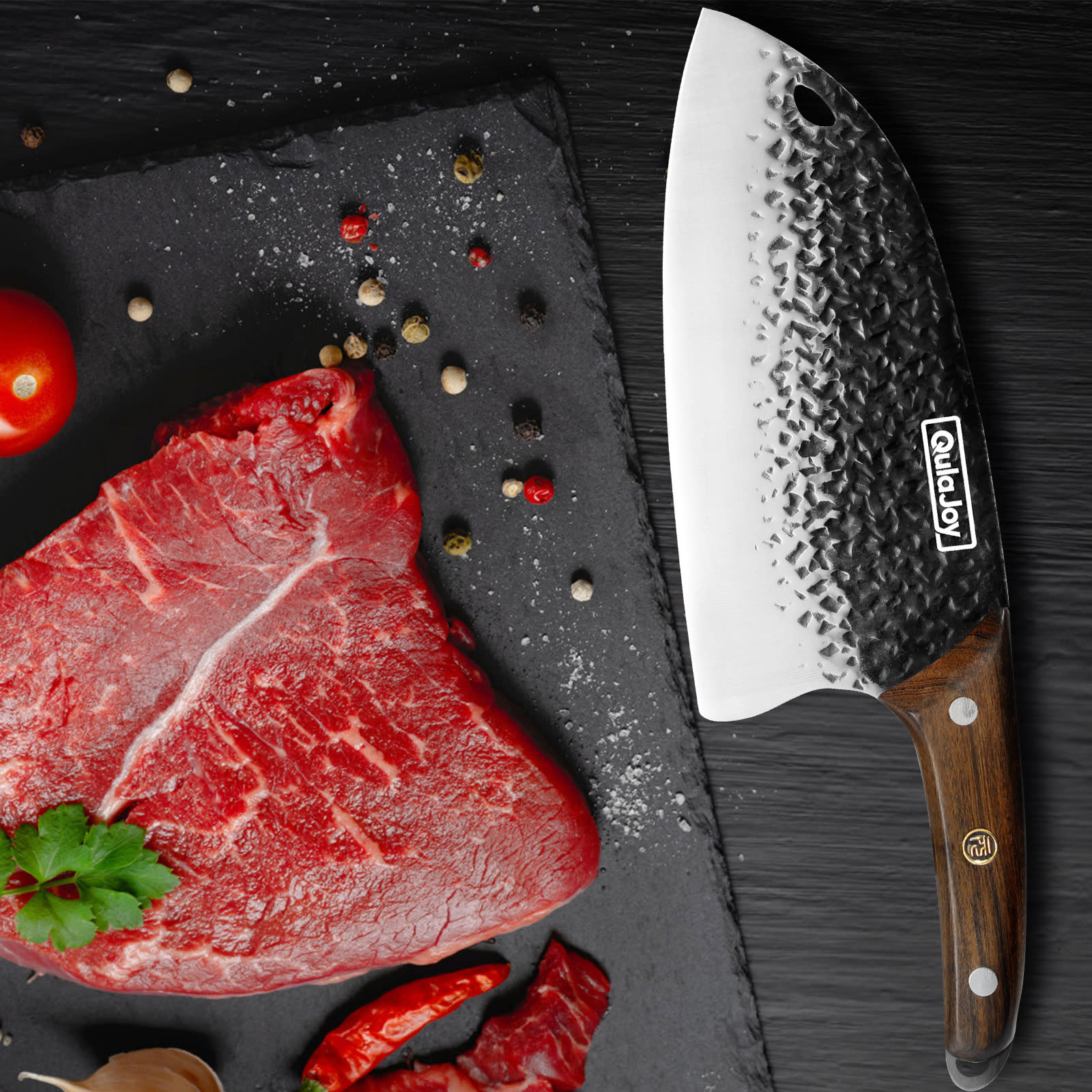Qulajoy Meat Cleaver Knife - 7.3 Inch High Carbon Stainless Steel Butcher Knife For Meat Cutting Slicing Vegetables- Professional Chopper Knife For Home Kitchen Chef Knife view 1