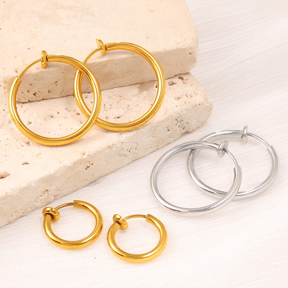 Retro Minimalist Geometric Round Earrings, Versatile And Unique Smooth Round Ear Cuffs view 3