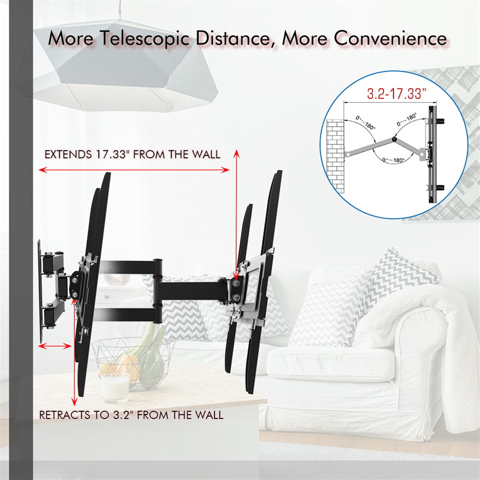32-65 Inch Single Pendulum Small Base TV Stand TMXD-103 Load Bearing 35KG view 16