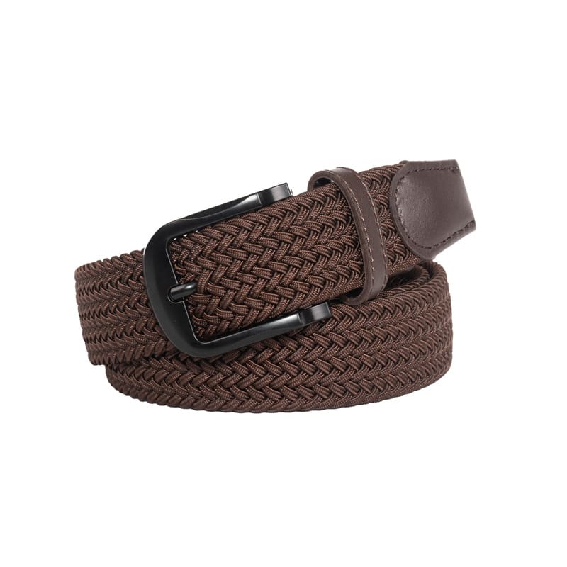 Men's Braided Pure Black Elastic Belt Without Holes view 2