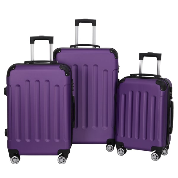 Three In One Handle Universal Wheel With 4 Corner Guards Pull Rod Box, 20in, 24in, 28in ABS Aluminum Alloy Pull Rod, Classic Color Scheme - Dark Purple view 7