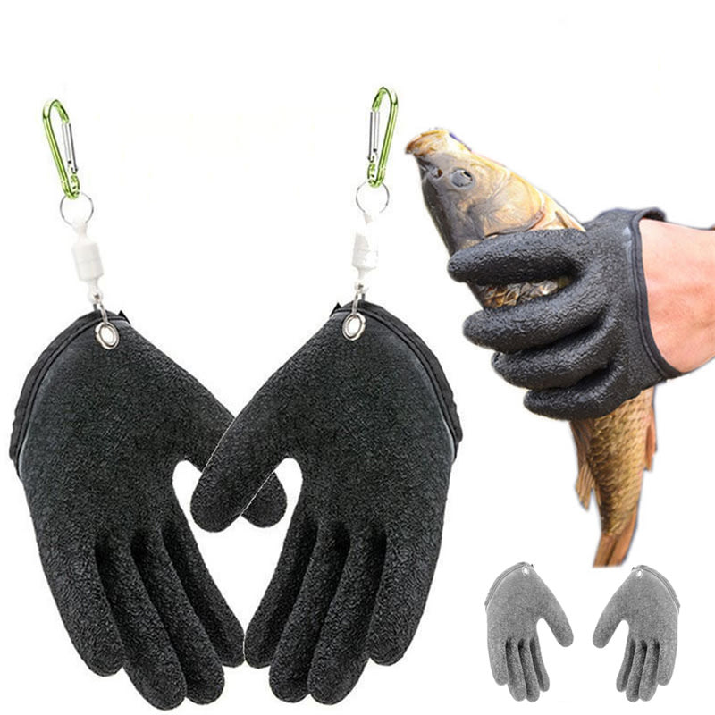 Fishing Gloves Anti-Slip Protect Hand From Puncture Scrapes Fisherman Professional Catch Fish Latex Hunting Gloves Left Right view 16
