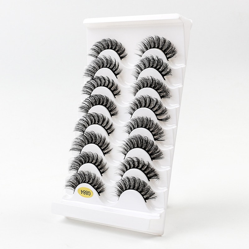 European And American 3D Dense 8 Double Pairs Of False Eyelashes Simulation Soft Curling Multi-layer DD Curved Chemical Fiber Eyelash view 2