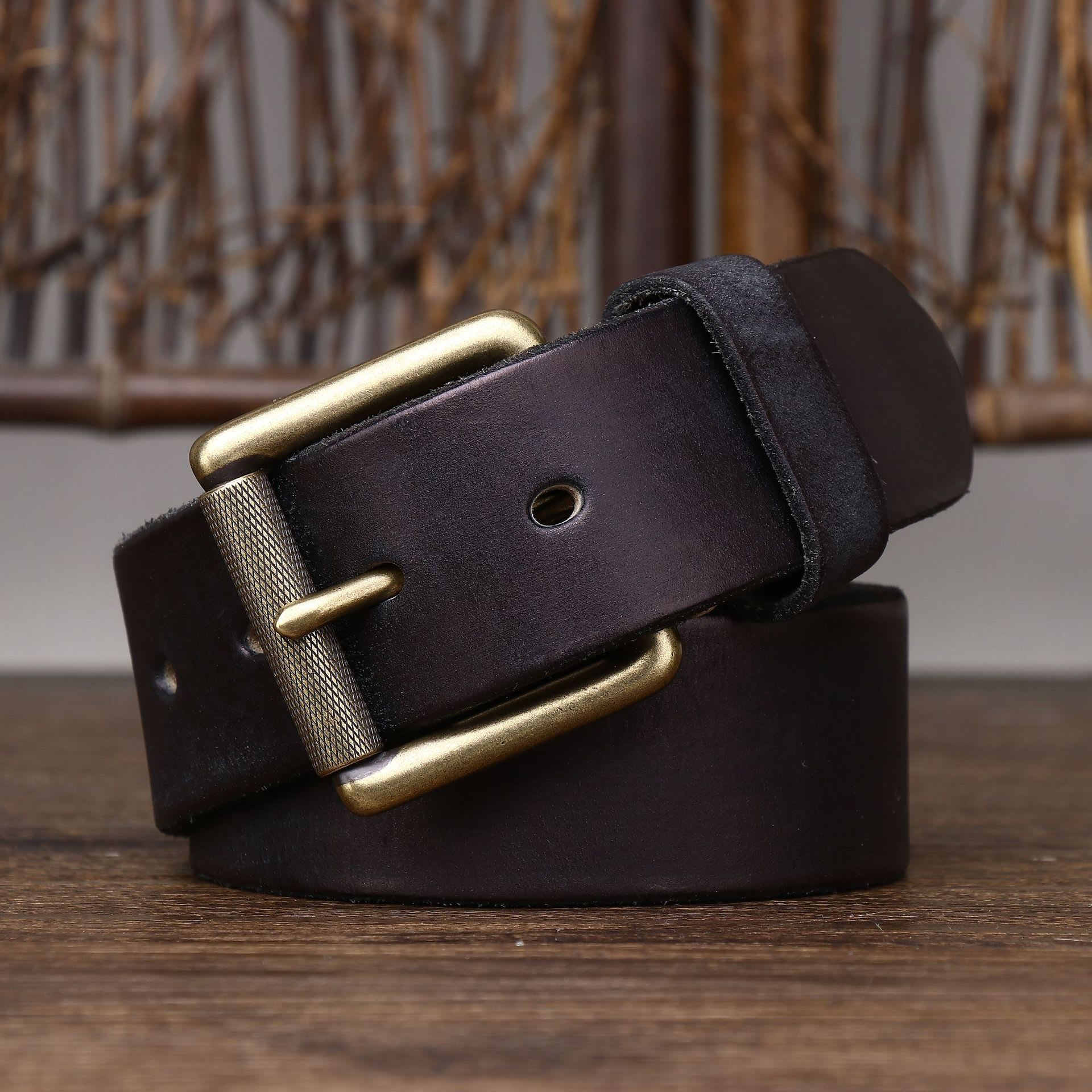 4CM Wide Handmade Widen And Thicken First Layer Cow Leather Belt view 4
