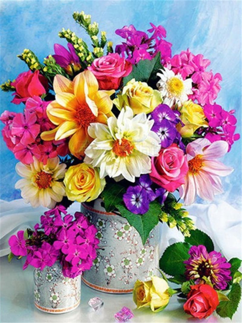 Flower Combination 5d Diamond Painting Diy Full Diamond Cross view 11