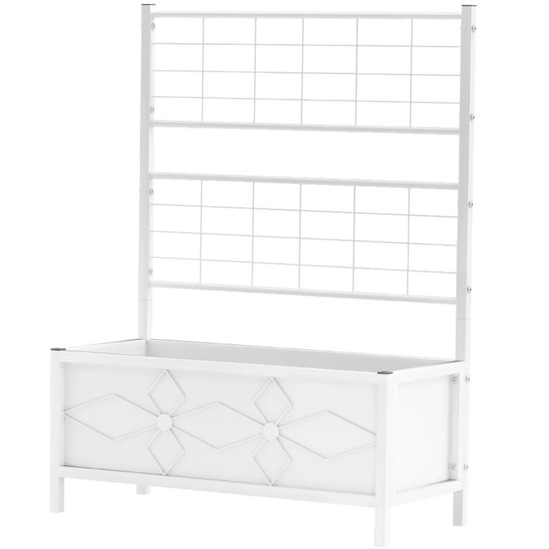 Outdoor Planter Box Galvanized Raised Garden Bed With Trellis For Climbing Vines view 4