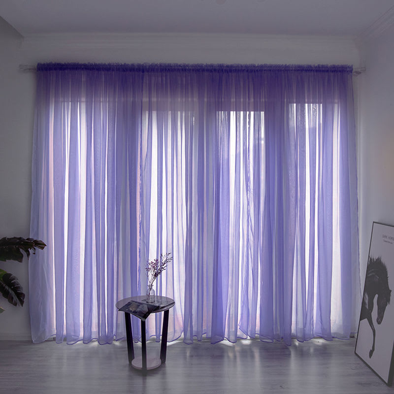 Simple And Modern Balcony Solid Color Gauze Curtain view 16