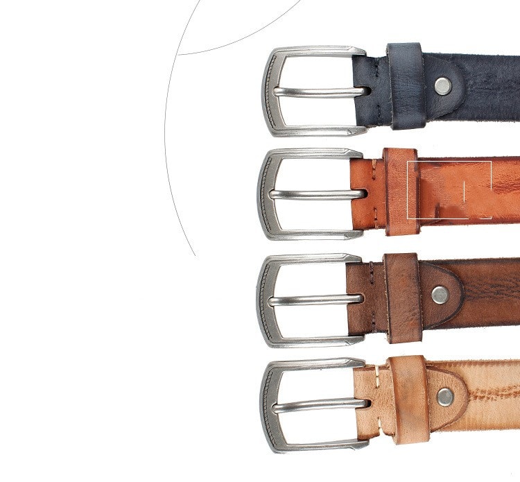 Casual Denim Versatile Retro Top Leather Belt view 2