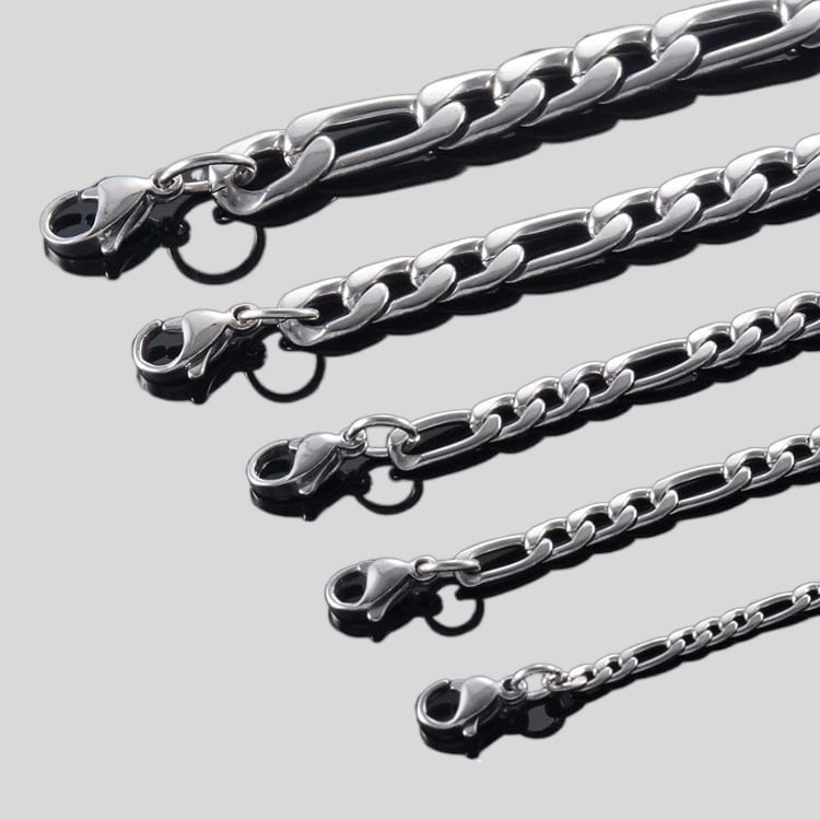 Stainless Steel Titanium Figaro Jewelry Chain view 4