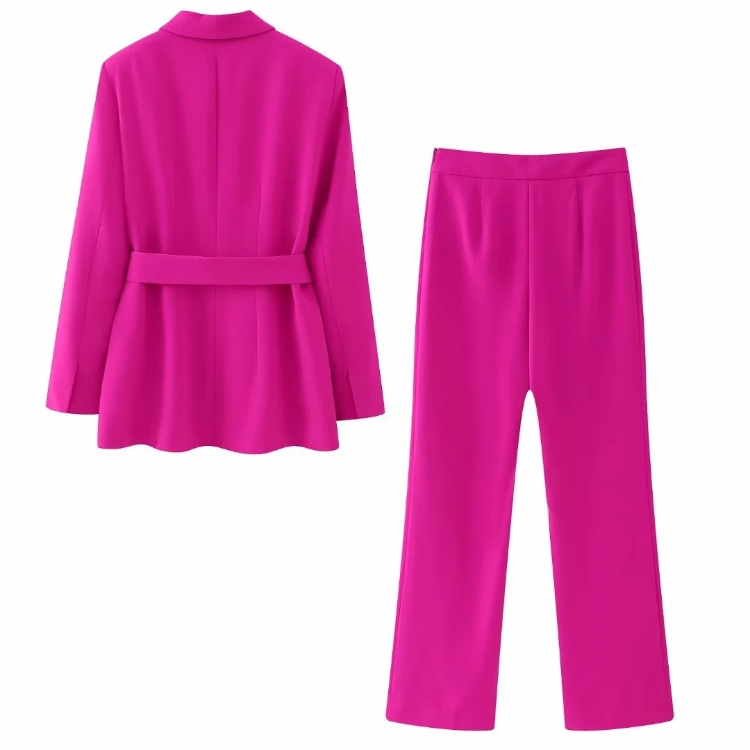 Women's French Style With Belt Dress Small Suit Jacket Casual Trousers view 24
