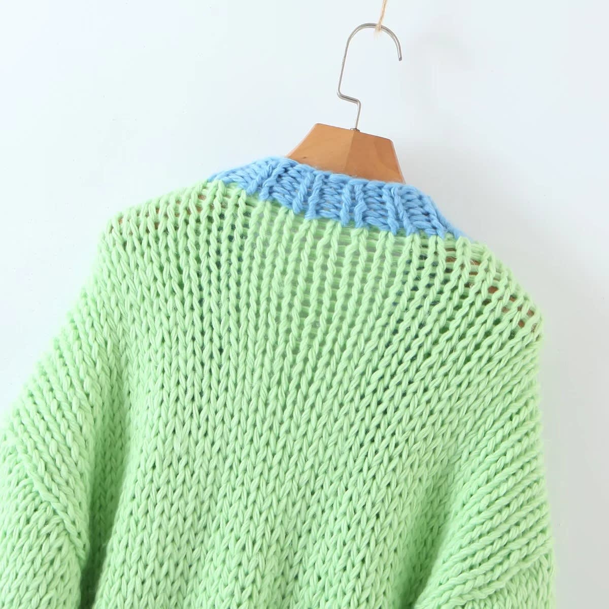 Women's French Green Small Sheep Sweater Coat view 6