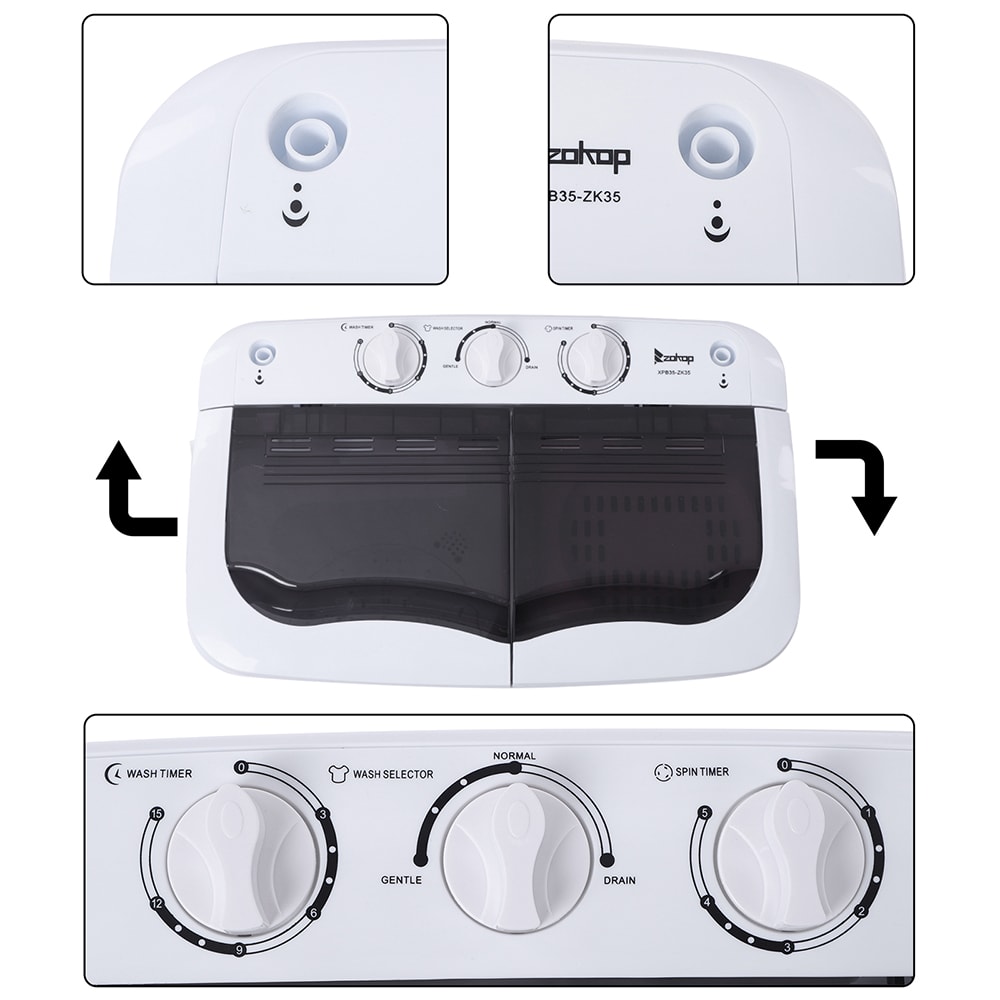 US XPB35-ZK35 14.3 Lb Washing Machine, Double Drum With Drain Pump, Plastic, Semi-Automatic view 15