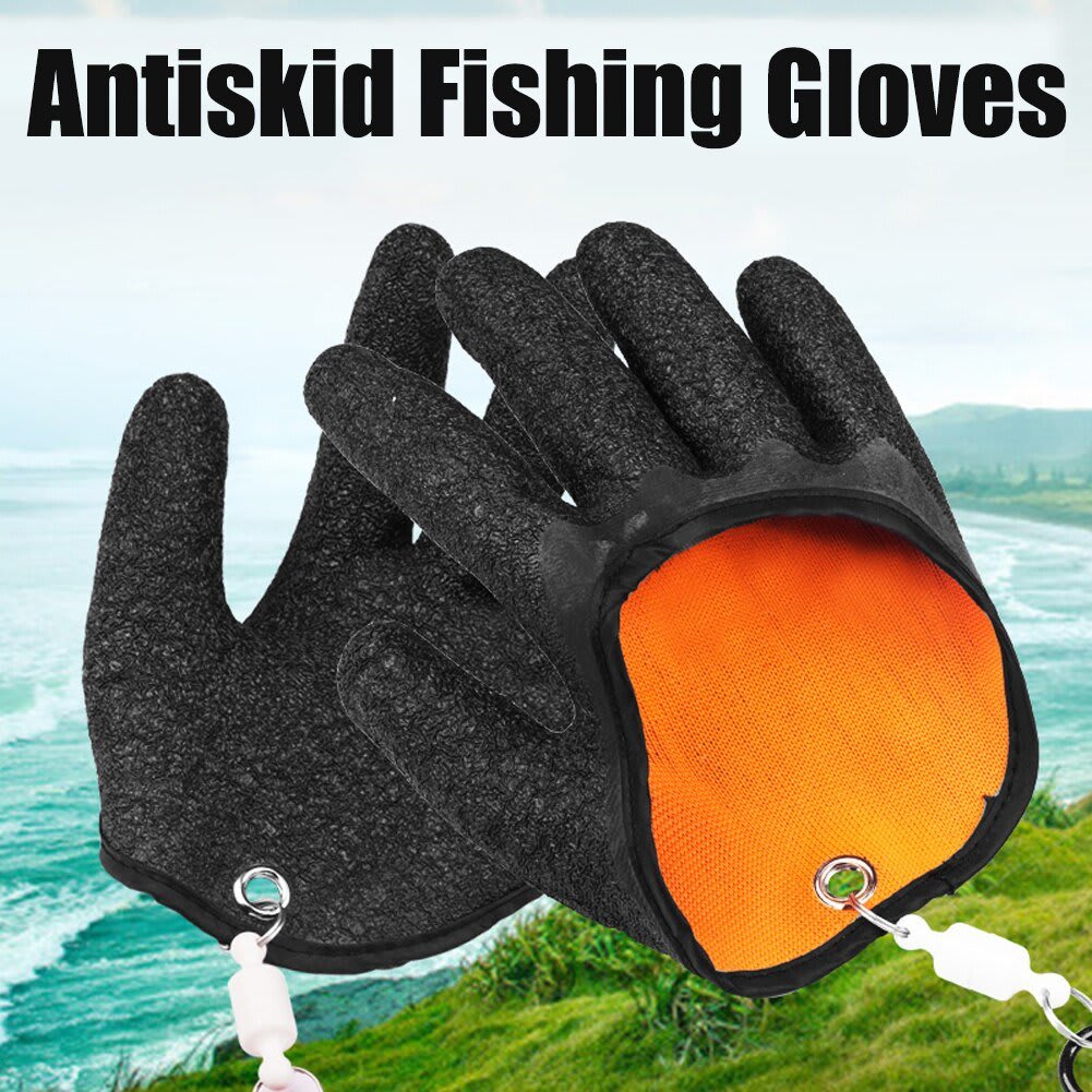 Fishing Gloves Anti-Slip Protect Hand From Puncture Scrapes Fisherman Professional Catch Fish Latex Hunting Gloves Left Right view 8