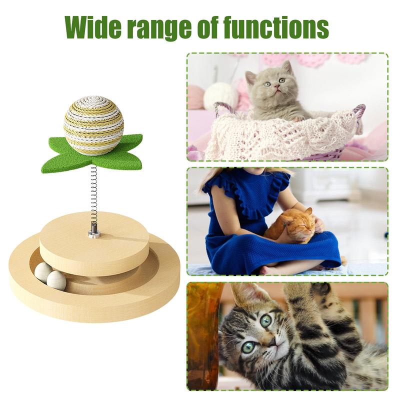 Cat Toy Springs Natural Sisal Scratching Pad Kitten Interactive Toy With Ball Track Spring Ball Automatic Cat Toy For Indoor view 3