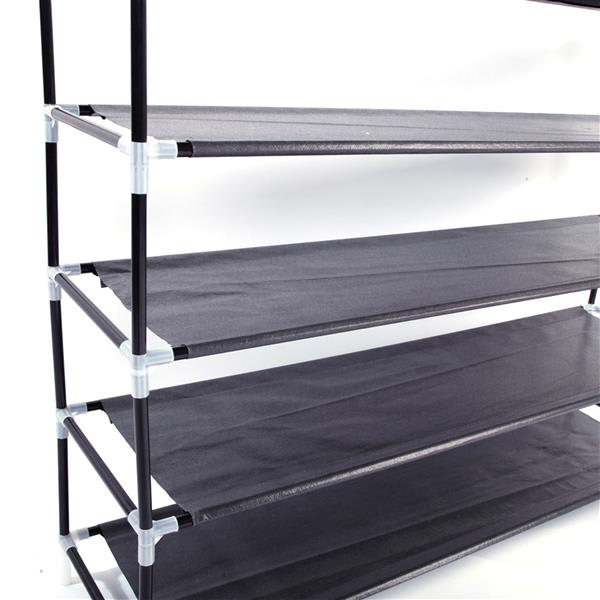 Simple Assembly 5 Tiers Non-woven Fabric Shoe Rack With Handle Black view 2