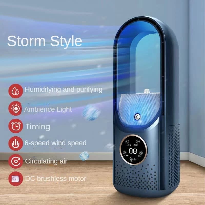 Portable USB Air Cooler Leafless Electric Fan Silent Timer Air Conditioner Cooling Fan Humidifier Conditioning Fan view 7