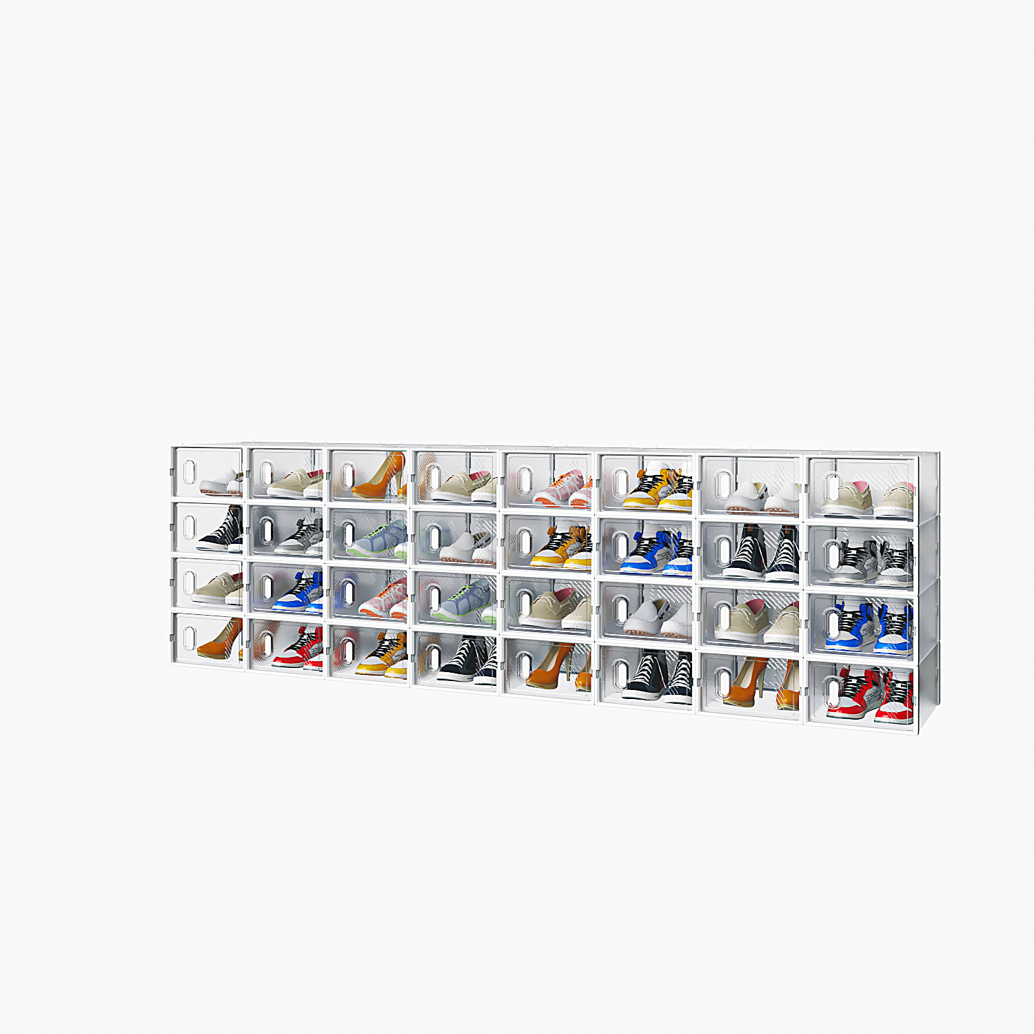 White Small 32PCS 33x23x14cm, Shoebox, Plastic, Grid, Free Combination view 4