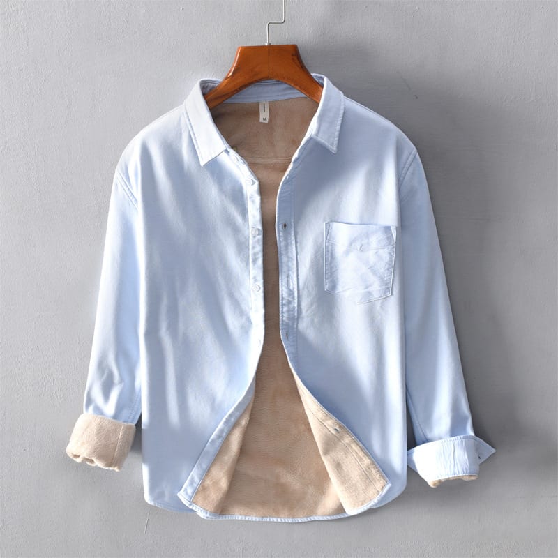 Men's Warm Shirt Jacket Casual Plus Velvet Thick Long Sleeves view 4