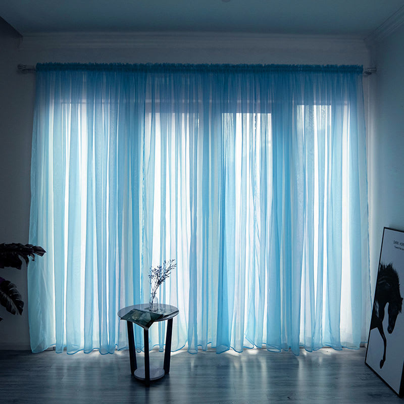 Simple And Modern Balcony Solid Color Gauze Curtain view 5