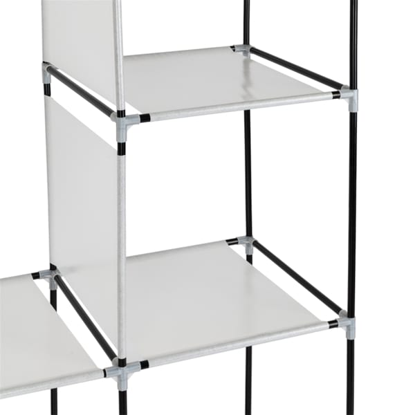 4 Layers, 8 Grids With Fabric Cover, 3 Hanging Clothes Poles, Non-woven Wardrobe view 10