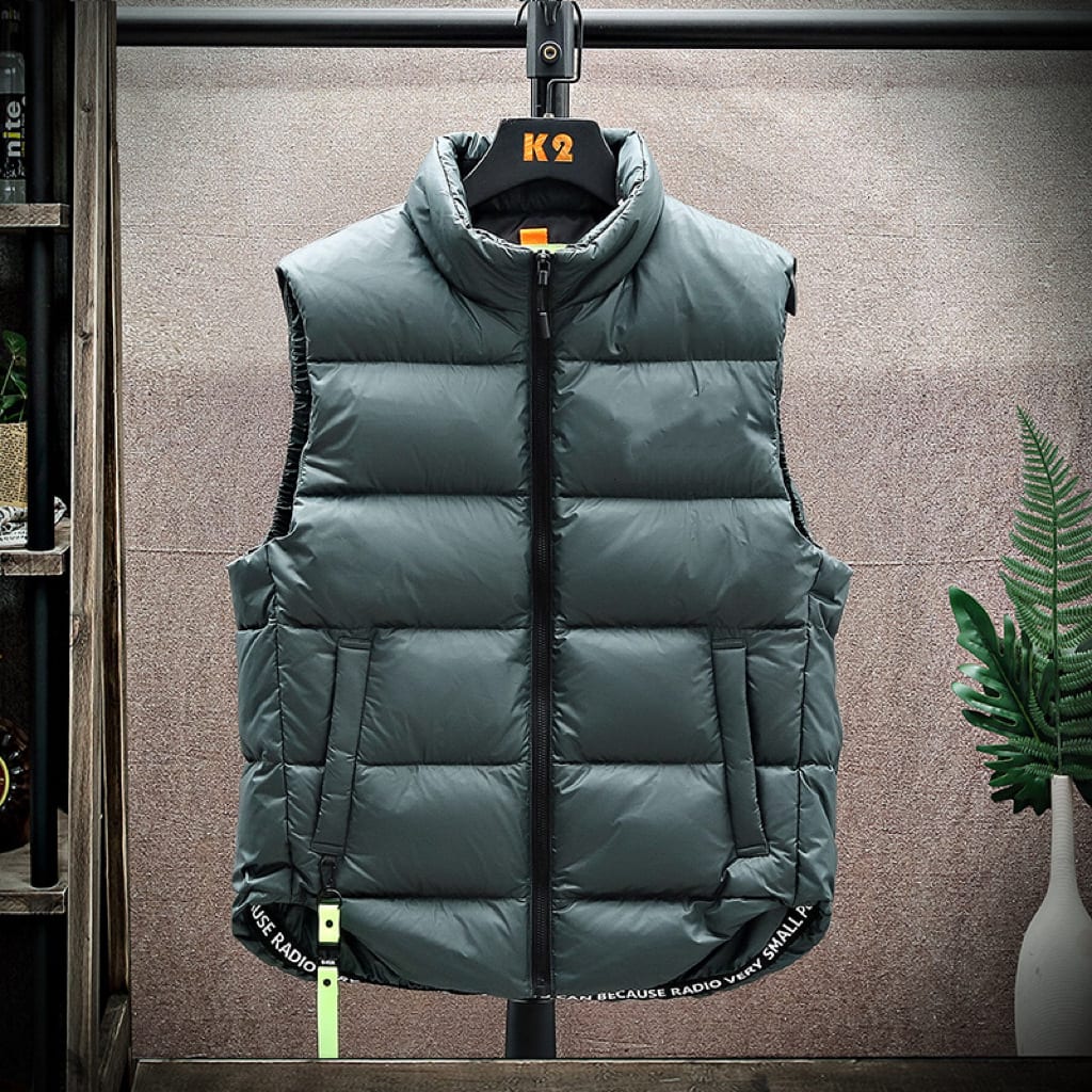 Men's Winter Down Vest Fashion All-match Stand-collar Sleeveless Jacket Solid Thickened Tank Outerwear Clothing view 2