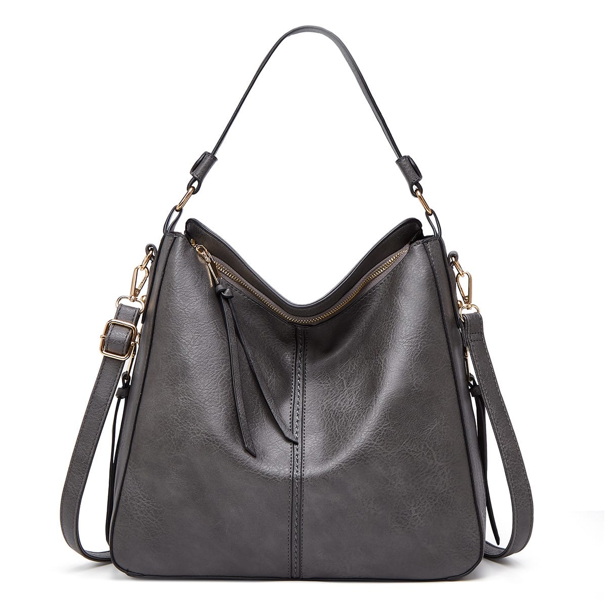 Hobos Zipper Bucket Bags With Adjustable Shoulder-strap Handbags Temperament High Capacity Messenger Shoulder Bag For Women view 2