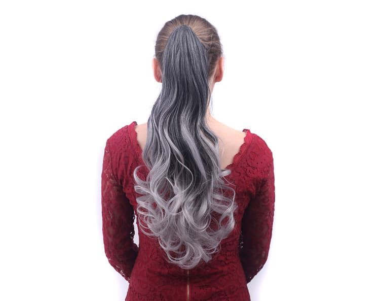 Colorful Gradient Color Clip Ponytail Wig view 5