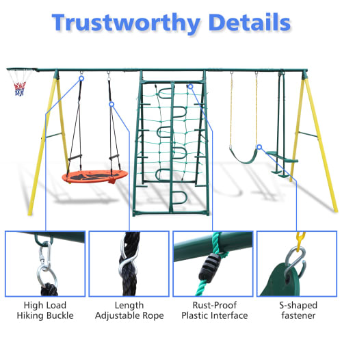 Indoor Outdoor Metal Swing Set With Safety Belt view 7