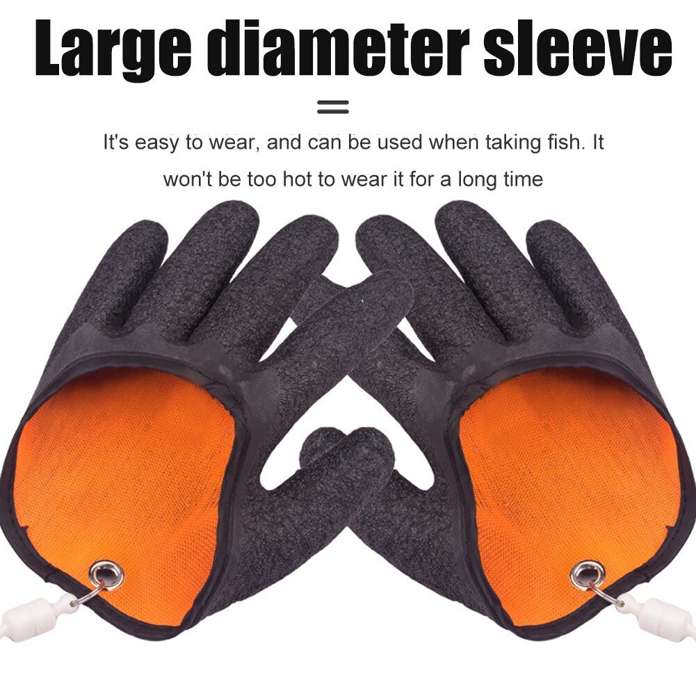Fishing Gloves Anti-Slip Protect Hand From Puncture Scrapes Fisherman Professional Catch Fish Latex Hunting Gloves Left Right view 4