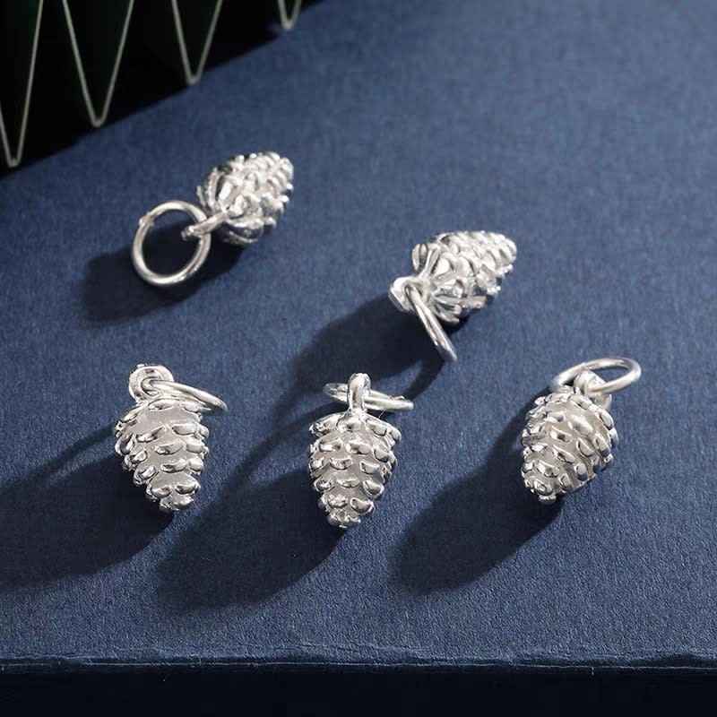 1 Pair 999 Sterling Silver Twisted Pine Cone Drop Earrings, Forest Style, Perfect For Daily Wear And Valentine's Gift view 3