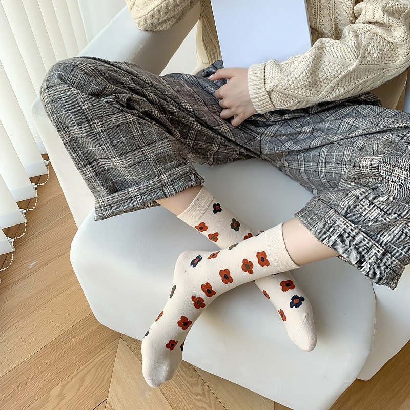 Socks Female Literary Fan In Tube Cotton view 8