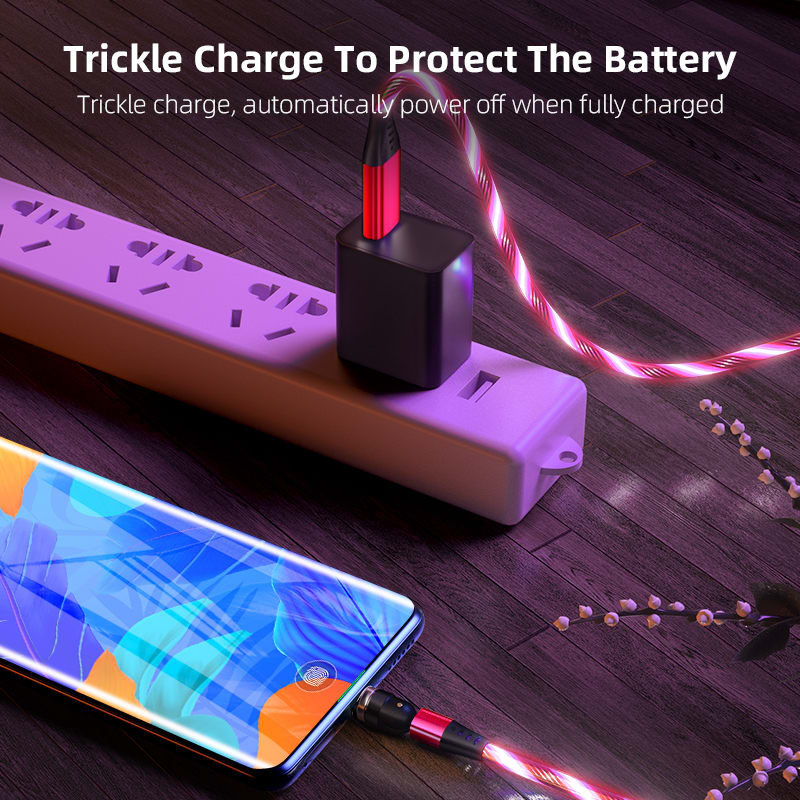 540 Rotate Luminous Magnetic Cable 3A Fast Charging Mobile Phone Charge Cable For LED Micro USB Type C For I Phone Cable view 14