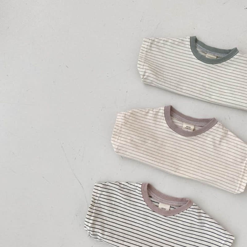 Korean Style Baby Casual Striped Short-sleeved T-shirt view 4