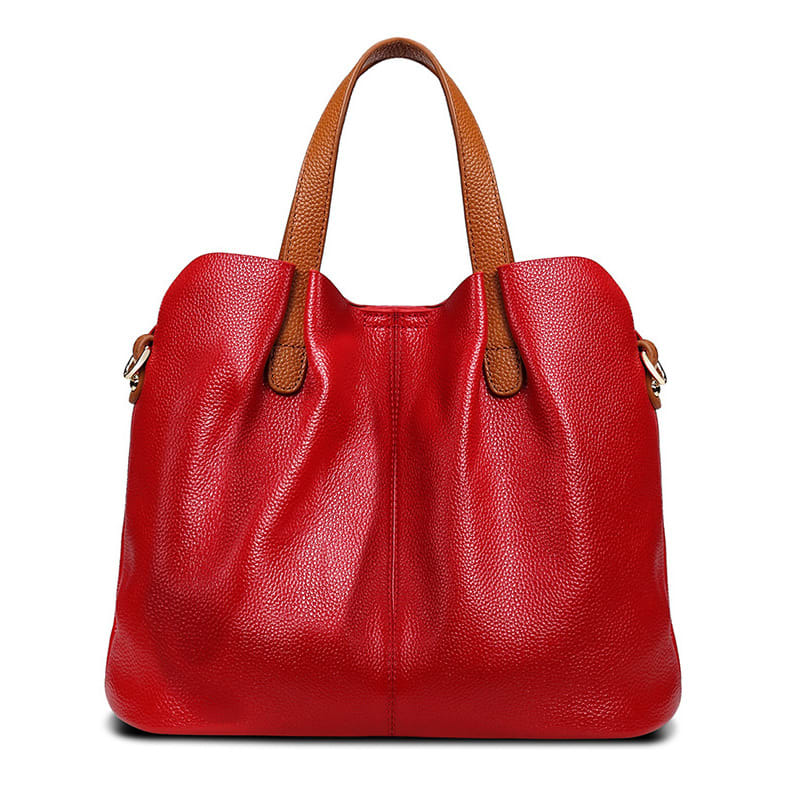 Womens Simple Casual Soft Leather Tote Bag view 3