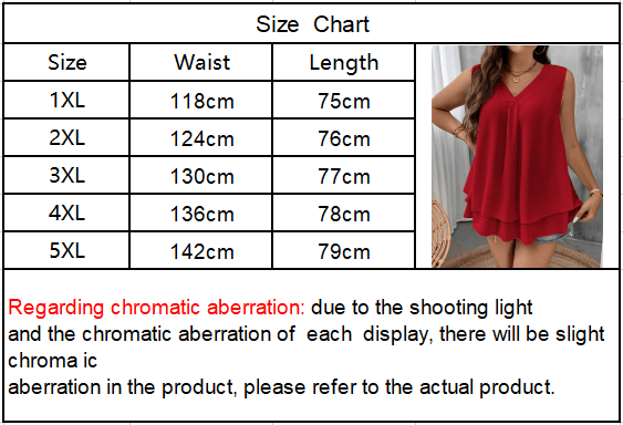 Self-pick-up Plus Size Women'S Solid Color V-Neck Sleeveless Shirt Fashion Chiffon Tank Top  Only Self-pickup Is Supported view 1
