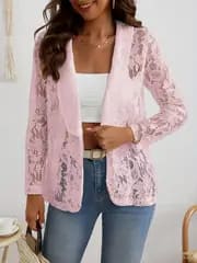 Spring And Summer Small Suit, Fashionable And Versatile Solid Color Lace Shirt Jacket view 7