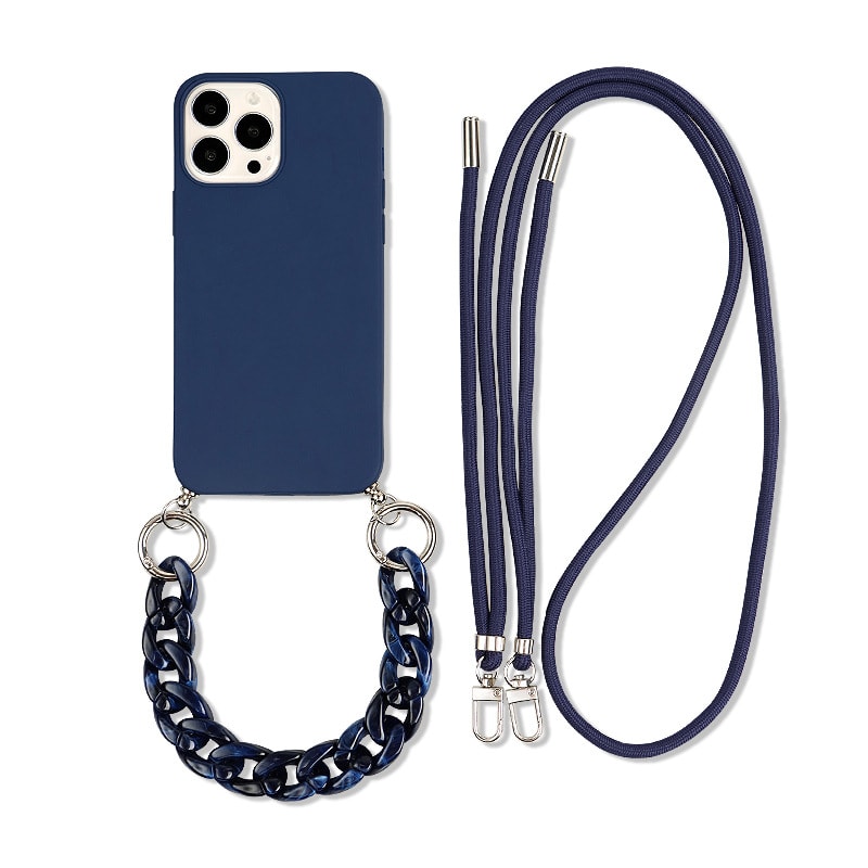 Solid Color Diagonal Double Lanyard Mobile Phone Case view 5