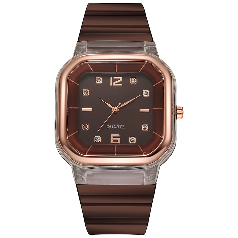 Student Style Children's Silicone Diamond Trend Fashion Square Women's Watch view 3