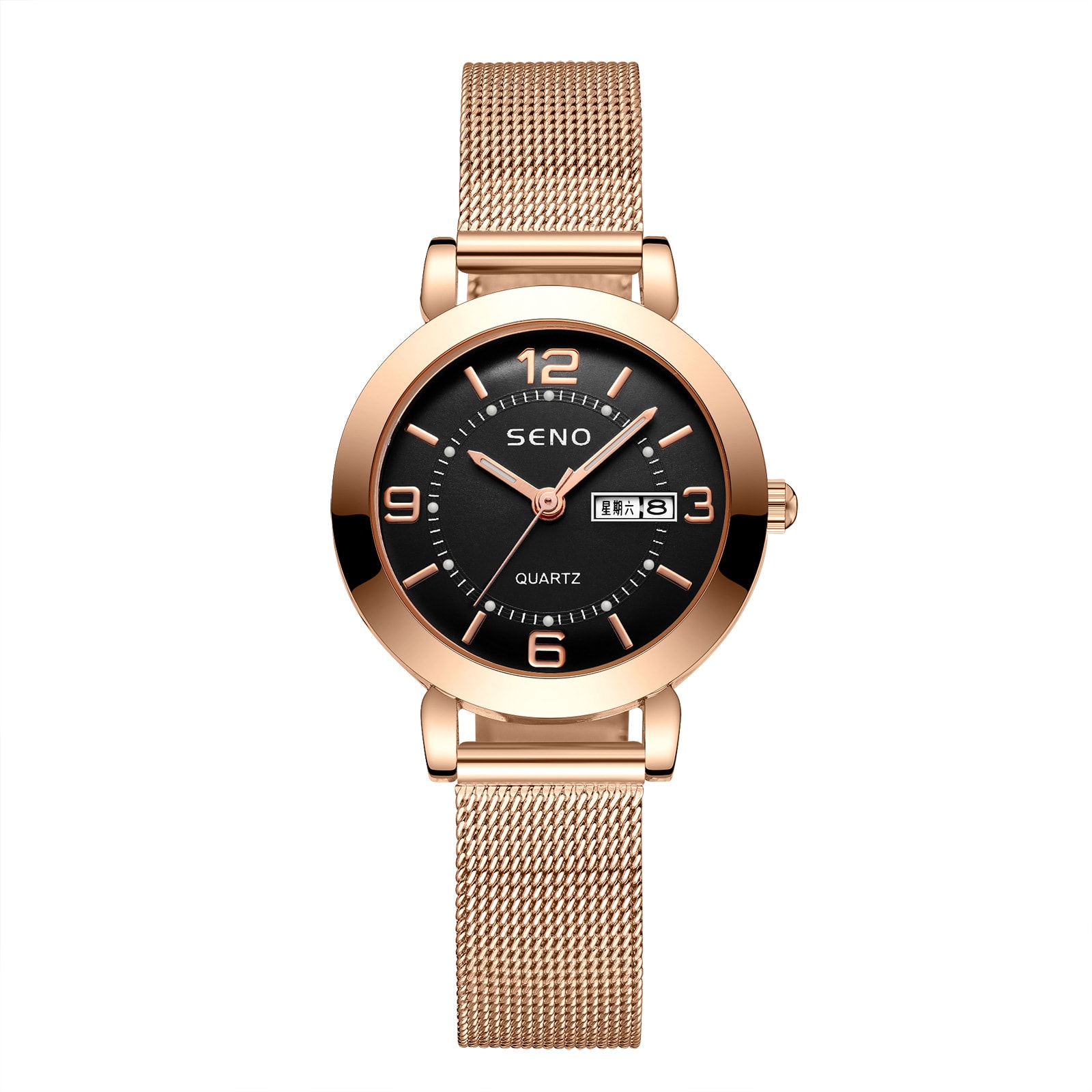 Night Light Waterproof Dual Calendar Women's Alloy Quartz Watch view 8