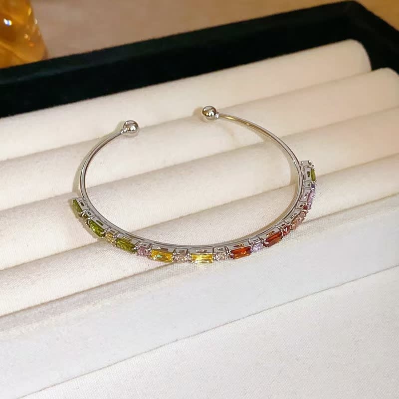 Women's Elegant Open Bangle, Light Luxury Versatile Colorful Bracelet, Ideal Gift For Ladies view 1